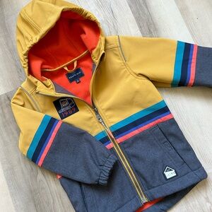 Yellow & Gray Hooded Zip Jacket with Colorful Stripes, Souris Mini